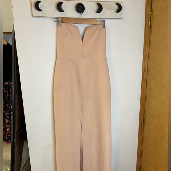 BCBGMaxAzria Blush Neutral Strapless Straight Maxi Formal Gown - Picture 8 of 13